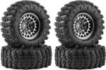 GLOBACT 1.3" Wheels Tires Set Offset -3.75mm Beadlock Wheels for Axial SCX24 AX24 TRX4M Upgrade 1/18 1/24 RC Crawler Parts (Black) - Image 2