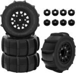 GLOBACT 12mm/14mm Hex RC Wheels and Tires for 1/10 Scale Arrma Senton Tires Slash Tires Axial Redcat Rc4wd Hex Detachable Replacement Snow Tires Desert Tires(Black 4 Pcs) - Image 2