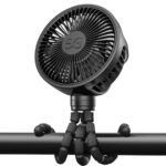 GUSGU Baby Stroller Fan with Clip, Rechargeable & Battery Operated Portable Fan with 16H Max Runtime, Hands Free 360° Adjustable Quiet Personal Fan for Travel, Car Seat, Crib, Trolley​, Bedroom​ - Image 2