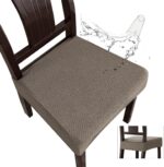 Genina Waterproof Seat Covers for Dining Room Chair Covers Set of 8, Stretch Jacquard Kitchen Parson Chair Slipcover Protector - Image 2