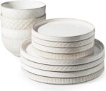 Getstar Dinnerware Sets, Plates and Bowls Sets (10.5” Dish + 8” Dish + 6” Bowl) for 4, Microwave Dishwasher Safe, 12 PCS Ceramic Dinnerware Sets - Image 2