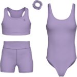 Girls Gymnastics Leotards w/Shorts Set - 4-Piece Girls Unitards Biketards Outfit for Dance, Tumbling & Activewear - Image 2