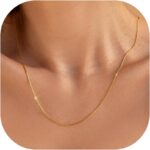 Gold Chain for Women - 18K Gold Plated Herringbone Necklace Square Snake Chain Dainty 0.9mm/2mm Gold Necklace for Women Gold Jewelry Gifts Size 16/18/20/22/24/26 Inch - Image 2