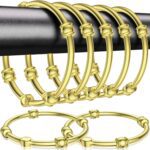Gold Shower Curtain Rings, 12 Pack Shower Curtain Rings for Bathroom, Shower Rings Rust Proof, Metal Round Shower Hooks Rings for Shower Curtain Rod, Zinc Alloy - Image 2