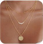 Gold/Silver Layered Necklaces for Women,Dainty 14k Gold Plated Stackable Choker Necklaces for Women,Trendy Layering Coin Chain Pendant Jewelry Set Gifts - Image 2