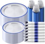 Goodluck 350 Piece Dark Blue Plastic Dinnerware Set for Party, Clear Disposable Plates for 50 Guests, Include: 50 Dinner Plates, 50 Dessert Plates, 50 Pre Rolled Napkins with Cutlery Set, 50 Cups - Image 2