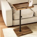 HOLANA Acacia Wood Adjustable C-Shaped Couch Table – 360° Swivel Side Table for Sofa - Small End Table for iPad, Laptop, or TV Tray – Eating Trays for Living Room or Bedside Use (Walnut) - Image 2