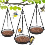 Hanging Bird Feeder, Birdfeeder Hanging for Garden Yard Outside, Hanging Birdfeeder Tray - Metal Mesh Platform Feeders for Birds Outside Outdoors Hanging for Attracting Birds - 3 Pack - Image 2