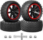 HobbyPark 12mm Hex PreGlued 1/10 RC Buggy Tires and Wheels Set Mounted for Traxxas Bandit VXL Losi Redcat Wltoys 144001 2S 3S Lipo Brushless Motor (Style A) - Image 2