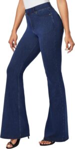 IUGA Bell Bottom Jeans for Women High Waisted Stretchy Pull On Flare Jeans Wide Leg Leggings Tummy Control Flare Pants - Image 2