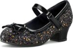 K KomForme Girl's Dress Shoes Mary Jane Glitter 1.5 in Low Heel Wedding Party Princess Shoes for Toddler/Little/Big Kids - Image 2
