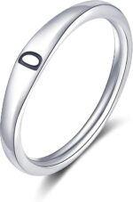 KAERUN Initial Rings for Women Non Tarnish 14K Silver Plated Cute Stackable Initial Letter Ring Dainty Thin Capital A-Z Thumb Rings Pinky Alphabet Ring Jewelry Gifts Size 6 7 8 9 10 - Image 2