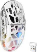 KM-2 Gaming Mouse, Wireless Mouse for Laptop with Transparent Honeycomb Shell, Tri-Mode 2.4G/Type-C/BT 5.2, 11 RGB Lights, 60Hrs Ergonomic Programmable Computer Gamer Mice for Windows PC Mac - Image 2