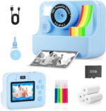 Kids Camera Instant Print - Dual-Lens Selfie Cameras, Portable Toddler Digital Camera Toy with 3 Roll Paper - Christmas Birthday Idea Gift for 3 4 5 6 7 8 9 10 11 12 Years Old Boys 32G (Blue) - Image 2