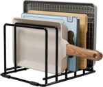 Kitchen Pan Organizer and Pot Rack, 5-Slot Steel Holder for Thin Pans, Baking Trays, and Cutting Boards - Space-Saving Storage - Image 2