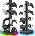 Kytok Headset And Controller RGB Stand for Xbox/ PS5/ PS4 Controller, Headphone & Remote Holder for Desk with 9 RGB Lights & 2 USB 3.0 Ports, Gaming Organizers & Storage Accessories for Gaming Gift - Image 2