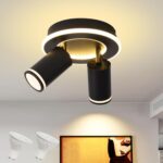 LED 2 Light Track Lighting Kit, Black Round Ceiling Spot Lighting Fixture with Flexibly Rotatable Heads, Modern Spotlight for Kitchen, Living Room, Bedroom, Dual Lighting Design,Includes 2 x GU10 Bulb - Image 2