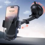 Lamicall Car Phone Holder - [Strongest Military-Grade Suction Cup] 360° Rotation Phone Holders for Your Car Quick Release Adjustable Car Phone Mount Dashboard for iPhone 16 Galaxy Smartphone Truck - Image 2