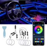 LivTee Smart LED Car Lights Interior with USB Port, LED Strip Fiber Optic Ambient Lighting Car, Wireless App Control, Sync to Music, Car Decorations Interior Accessories Gifts for Women Men, 6 in 1 - Image 2