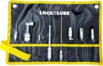 LockNLube 8-Piece Quick Connect Greasing Accessory Kit. Complete grease fitting connection kit. Reach any grease fitting on any machine. The rip-stop case keeps tools clean and portable. - Image 2