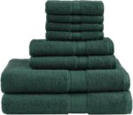 Madison Park 800GSM Bathroom Towel Set of 8 100% Cotton Bath Towel Set for Bathroom Luxurious Highly Absorbent 2 Bath Towels 2 Hand Towels 4 Washcloths Quick Dry Spa Quality Dark Green - Image 2