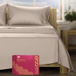 Mayfair Linen 100% Egyptian Cotton Sheets King Size - 1200 Thread Count King Size Sheets Set Egyptian Cotton, 4 PC Luxury Bedsheet, Soft Cooling, 17" Deep Pocket Sateen Weave - Taupe - Image 2