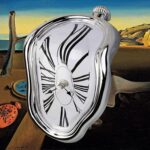 Melting Clock, Salvador Dali Watch Melted Clock for Decorative Home Office Shelf Desk Table Funny Creative Gift, Rome Silver - Image 2