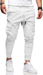 Men's Casual Pants - Cotton Chino Cargo Pants for Hiking and Outdoor Recreation, Drawstring Sweatpants in Twill Track Jogging - Image 2
