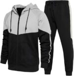 Men's Hooded Athletic Tracksuit Sweatsuit Long Sleeve Full-Zip Jogging Sweatpants 2 Piece Patchwork Sportsuits - Image 2