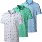Mens Polo Shirts 3 Pack Fashion Print Mens Golf Shirt Short Sleeve Moisture Wicking Dry Fit Golf Shirts for Men - Image 2