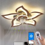 Modern Ceiling Fan with Lights, Flush Mount Ceiling Fan with Remote, Low Profile Ceiling Fan with 3 Light Color 6 Speeds, bladeless Ceiling Fans for Kitchen Bedroom (Malnutcolor) - Image 2