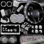 NBTEPEM 27 PCs Bling Car Accessories Set for Women, Steering Wheel Covers Universal Fit 15 Inch, Bling License Plate Frame, Bling Phone Holder, Bling Car Coasters (Silver Diamond) - Image 2
