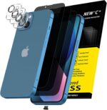 NEW'C 3x Privacy for iPhone 13 Screen Protector (6.1 inches)+ 3x Camera Lens Protector, Sensor Protection, Case Friendly Tempered Glass Film + Dust Plug- Enhanced Privacy Angle of 28 Degrees - Image 2