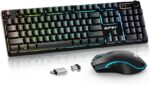 NPET S21PRO Wireless Gaming Keyboard and Mouse Combo, LED Backlit Rechargeable 3500mAh Battery, Mechanical Feel Anti-ghosting Keyboard + 7D 3200DPI Mice for PC Gamer（USB Receiver is Under The Mouse） - Image 2