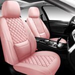NS YOLO Leather Car Seat Covers Full Set, Universal Fit for Cars Trucks,SUVs,Waterproof Car Seat Protector,Automotive Seat Covers for 5 Seats (Pink, Full Set(Front and Rear-5 Seats)) - Image 2
