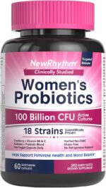 NewRhythm Probiotics for Women, P-5-P, Vitamin C & Organic Cranberry, 100 Billion CFU 18 Strains, Prebiotics & Probiotics, Vaginal Probiotics for Digestive Health & PH Balance, 60 Capsules, No Dairy - Image 2