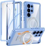Nineasy 360° Rotatable Magnetic Stand for Samsung Galaxy S25 Ultra Case[Fit for MagSafe][Full Body Protection][Built-in 9H Screen Protector+Metal Kickstand] Heavy Duty 15FT Shockproof Phone Case Blue - Image 2