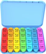 Odaro Weekly Pill Organizer 4 Times a Day, Daily Pill Box 7 Day, Large Travel Pill Case with 28 Compartment to Hold Medicine, Vitamin and Supplement - Blue Case - Image 2