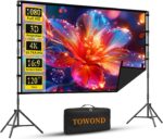 Outdoor Projector Screen with Stand, TOWOND 120 inch Portable Projector Screen Black Backing, Indoor Projection Screen 16:9 4K HD Wrinkle-Free Movie Screen with Carry Bag for Backyard Movie Night - Image 2