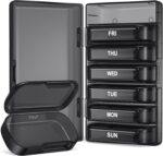 PULIV Weekly Pill Organizer with Large Capacity, Dual Protection Pill Box 7 Day, Arthritis Friendly Pill Case Easy to Open, Medicine Organizer for Vitamins, Medications, Fish Oils, Supplements (Black) - Image 2