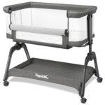 Papablic Baby Bassinet, Bedside Bassinet for Baby with Four-Sided Breathable Mesh & Soft Mattress, Adjustable Bassinet Bedside Sleeper with Storage Basket and Wheels, Easy to Assemble, Gray - Image 2