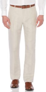 Perry Ellis Men's Flat Front Linen Blend Dress Pants - Image 2