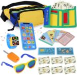 Play Purse for Little Boys Ages 3-6, My First Wallet Toy with Waist Bag, Dinosaur Wallet, Sunglasses, Smartphone, Smartwatch, Car Keys, Life Cards and Fake Money - Image 2