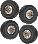 Rc 1.9 Inch Wheel Rims & Tires Wheels for 1/10 SCX10 SCX10 II 90046 SCX10 III TRX4 TRX6 D90 Gen8 VS4-10 MST CFX RC Crawler Car,4pcs Aluminum RC 1.9 Beadlock Wheel,Brown - Image 2