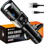 Rechargeable Flashlights High Lumens 2000 Long Range, Super Bright LED Flash Light Long Lasting USB C LCD Display, Double Light Source & Buttons with Red Light, for Camping Hiking Emergency - Image 2