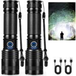 Rechargeable LED Flashlights High Lumens, 90,000 Lumens Super Bright Flashlights with 5 Modes, Waterproof Powerful Flash Light Multifunctional Flashlights for Home Camping Hiking(2 Pack) - Image 2