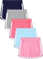 Resinta 5 Packs Girls Athletic Shorts Toddler Soccer Sports Shorts Kids Quick Dry Gym Running Short - Image 2