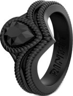 Rinfit Silicone Rings for Women - Pear Engagement Silicone Ring - Womens Rubber Wedding Bands - Patented Design - Image 2
