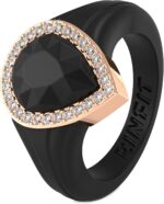 Rinfit Womens Silicone Wedding Ring - Anniversary Ring Women - Promise Rings for Her with Pear Metal Frame & Cubic Zirconia Stones - Patented Design - Image 2