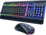 RisoPhy Wireless Gaming Keyboard and Mouse Combo, Metal Panel, 7 Color Backlits, Rechargeable 3200 mAh Battery, Wrist Rest, Sleep Mode, Light Up Keyboard + 7D 3200DPI Gaming Mice for PC Gamer - Image 2